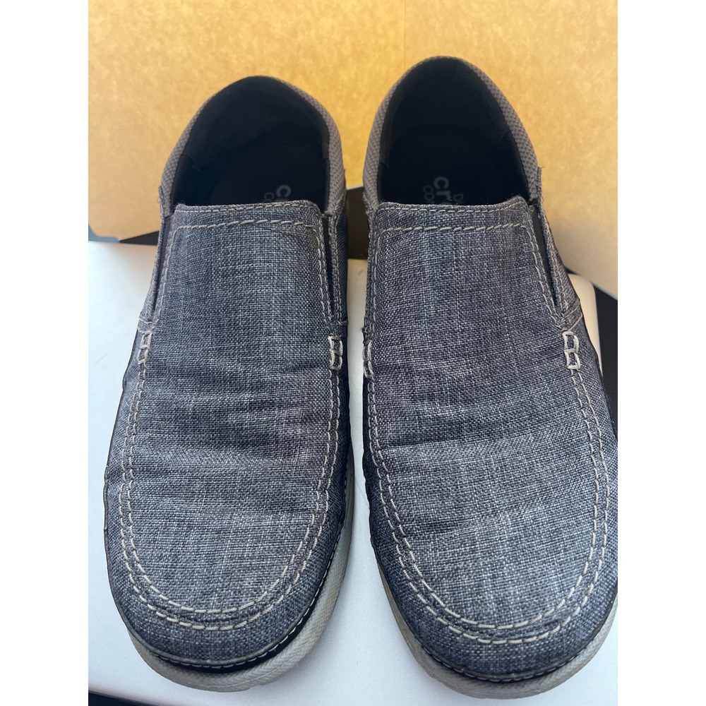 Crocs Santa Cruz Mens 10 Grey Canvas Slip On Loafers Dual Comfort 204835